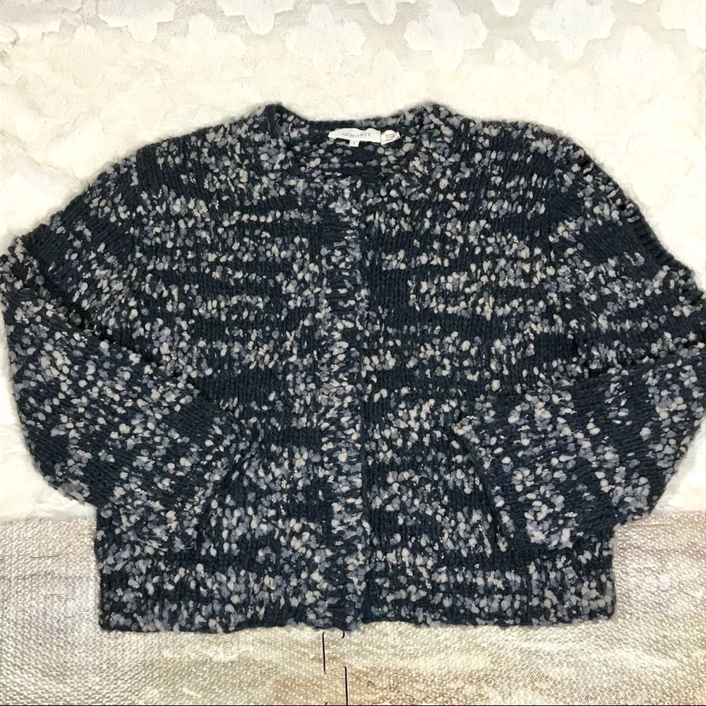 INHABIT Chunky Distressed Wool Snap Front Cardigan